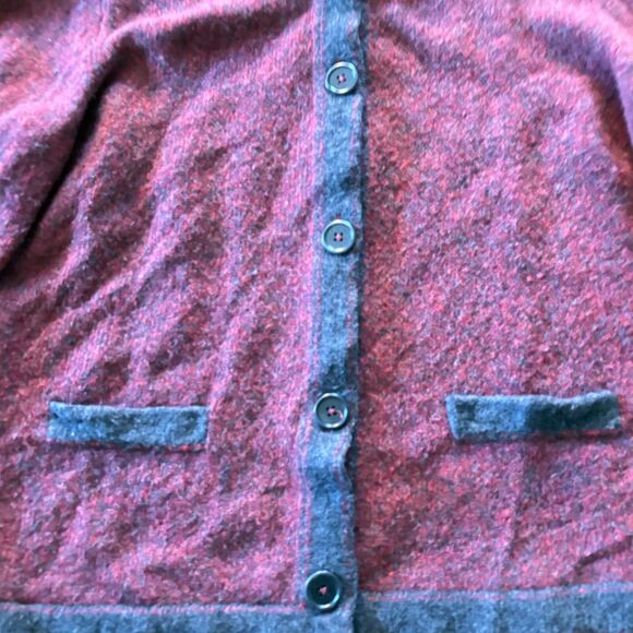 MARGARET O'LEARY Red Gray Comfort Sustainable Collared Sweater Womens Size Large - Picture 3 of 5